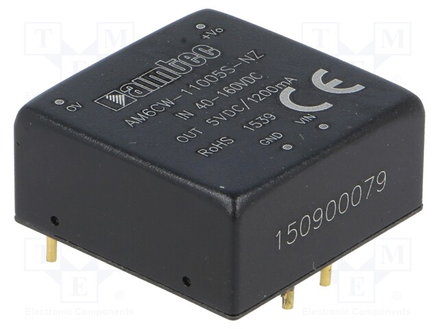 Converter: DC/DC; 6W; Uin: 40÷160V; 5VDC; Iout: 1.2A; 1"x1"; 14g