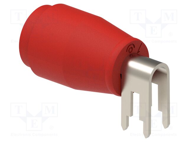 Connector: 4mm banana; socket; 25A; red; nickel plated; PCB; 28mm