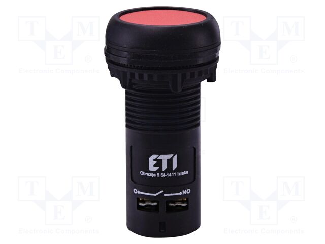 Switch: push-button; 22mm; NO; red; IP65; flat; E; Pos: 2; Ø22.5mm