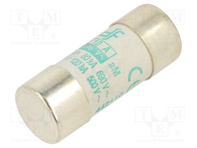 Fuse: fuse; aM; 10A; 690VAC; ceramic,cylindrical,industrial