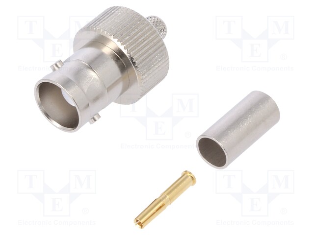 Plug; BNC; female; straight; 50Ω; crimped; for cable; teflon