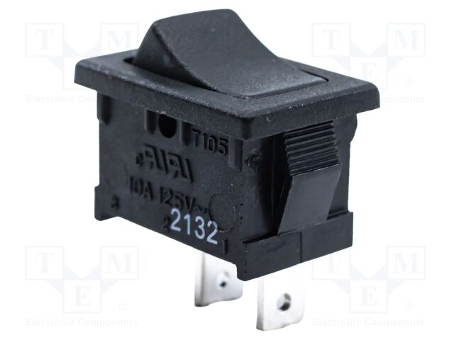 ROCKER SWITCH, SPST, BLACK, PANEL