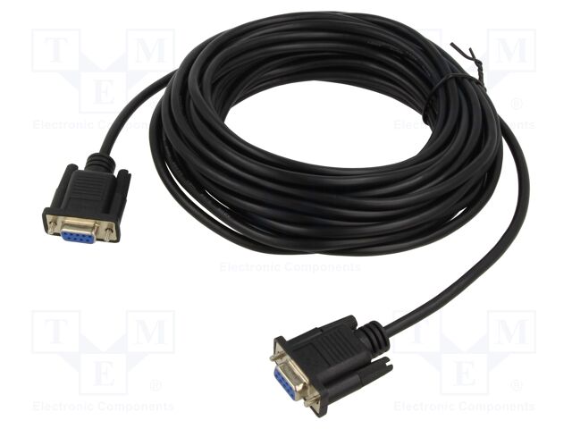 Cable; D-Sub 9pin socket,both sides; PVC; Len: 10m; black