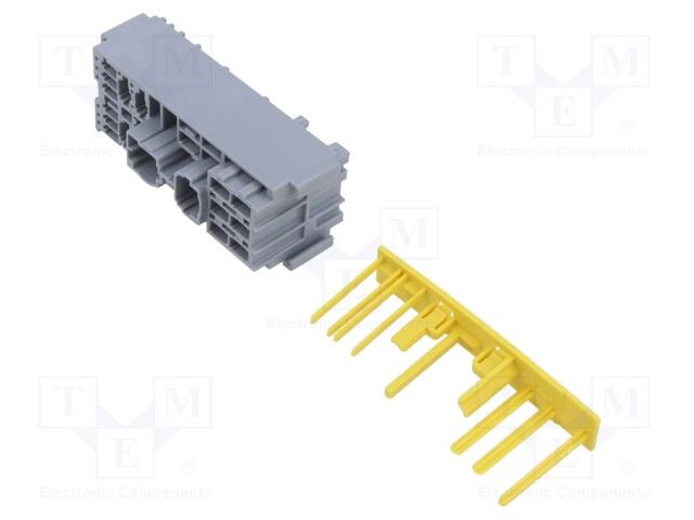 Fuse acces: case; push-in; Body: grey; ways: 6; Mat: PA66; Kit: holder