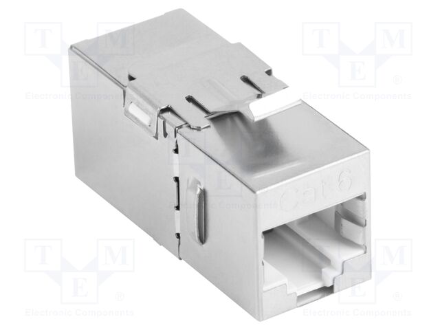 RJ 45 coupler; silver; Cat: 6; RJ45 socket,both sides; 8p8c