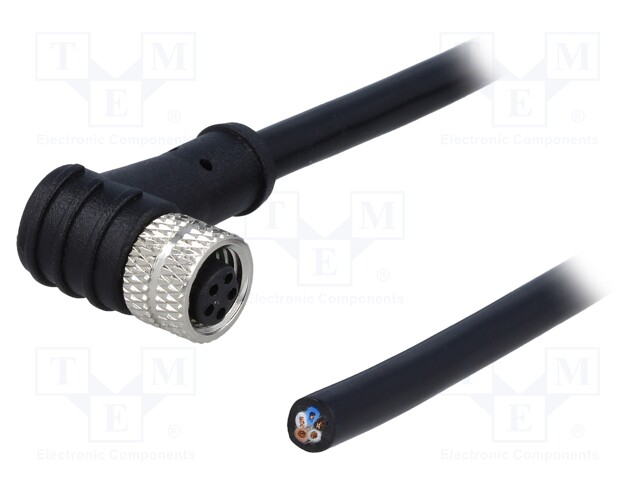 Connector: M8; female; PIN: 5; angled 90°; plug; 3A; 30V; IP65/IP67