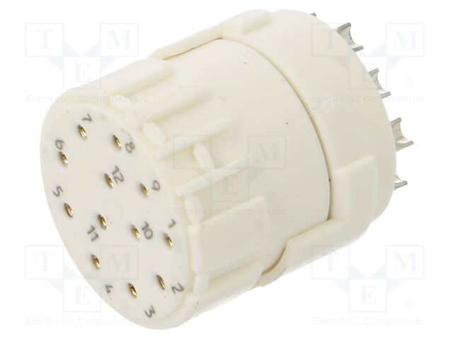 Connector: M23; contact insert; PIN: 12; female; soldering; 8A; 200V