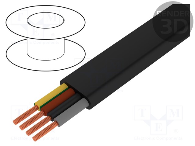 Wire; stranded; Cu; H07VVH6-F; 4G1,5mm2; unshielded; black; PVC