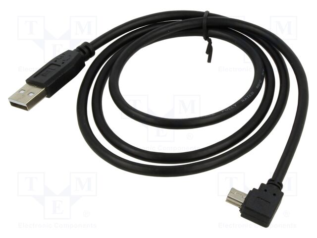 Cable; USB 2.0; USB A plug,USB B mini plug 90° left/right; 1m