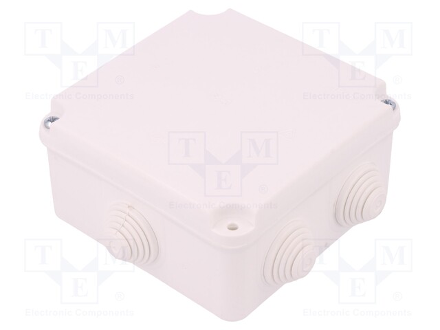 Enclosure: junction box; X: 108mm; Y: 108mm; Z: 58mm; wall mount
