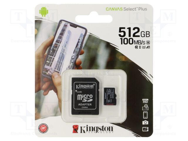 Memory card; microSD; R: 100MB/s; W: 80MB/s; Class 10 UHS I U3