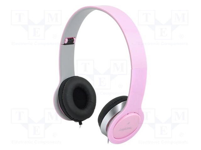 Headphones with microphone; pink; Jack 3,5mm; 20÷20000Hz; 32Ω