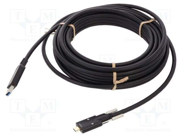 Cable; optical; USB A plug,USB C plug; 10m; black; 10Gbps; screw