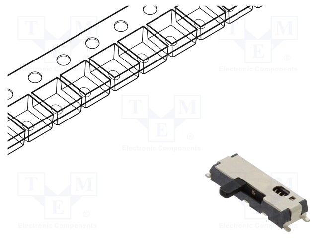 Switch: slide; Pos: 2; SPDT; 0.3A/4VDC; OFF-(ON); Mounting: SMT