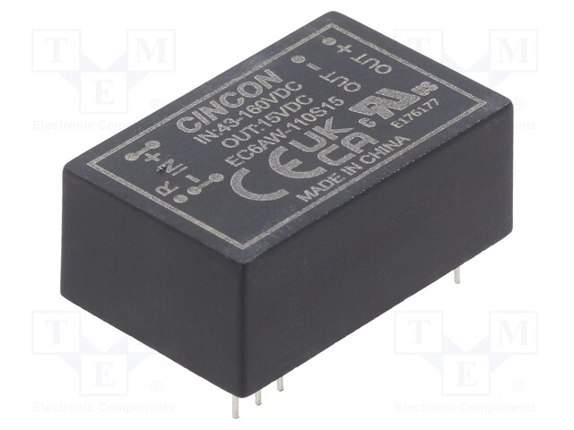 Converter: DC/DC; 10W; Uin: 43÷160V; 15VDC; Iout: 666mA; 16g; 240kHz