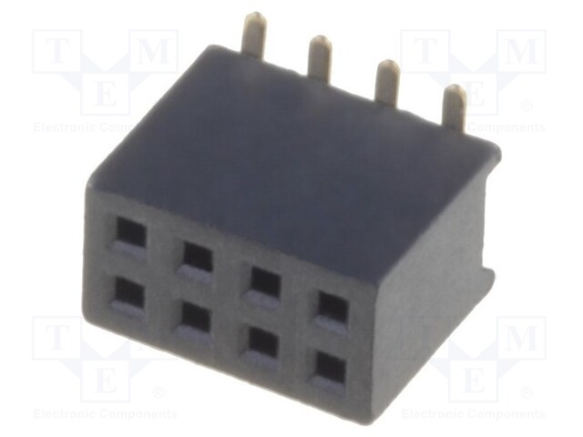 Socket; pin strips; female; PIN: 8; straight; 1.27mm; SMT; 2x4; 1A