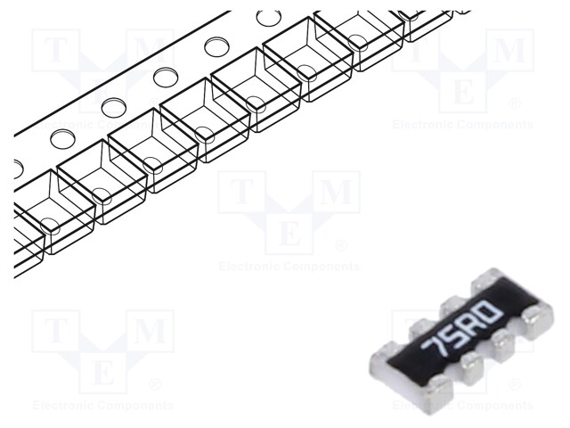 Resistor network: Y; SMD; 75Ω; ±1%; 63mW; No.of resistors: 4