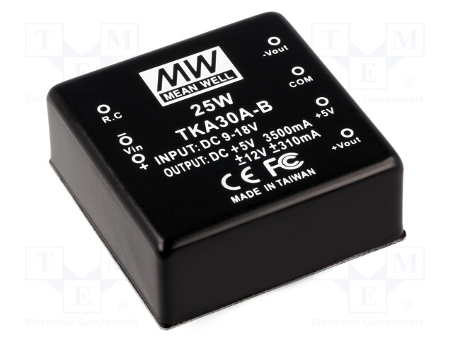 Converter: DC/DC; 25W; Uin: 9÷18V; Uout: 5VDC; Uout2: 12VDC; 2"x2"