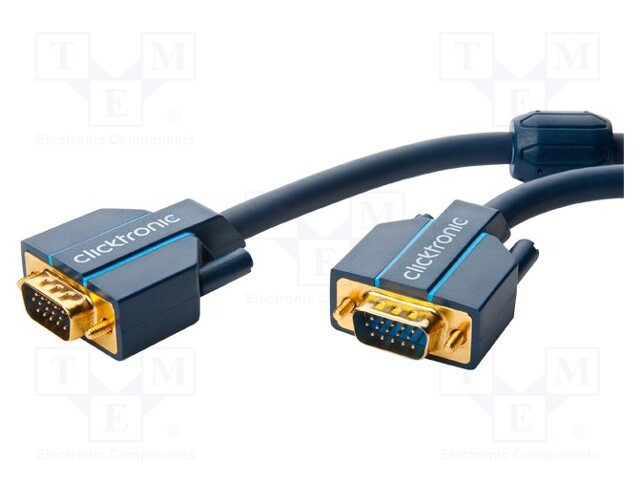 Cable; D-Sub 15pin HD plug,both sides; blue; 5m