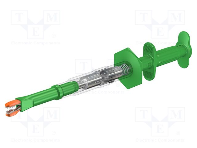 Clip-on probe; crocodile; 16A; green; Plating: nickel plated; 1kV