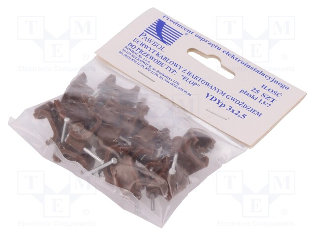 Holder; brown; Application: YDYp 3x2,5,for flat cable; 25pcs.