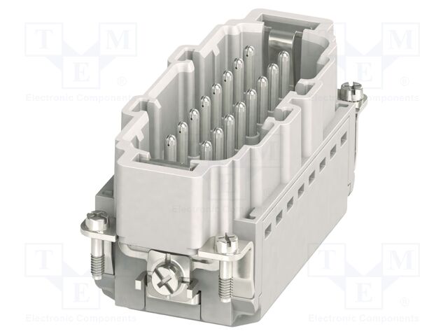 Heavy Duty Connector, HEAVYCON Series, Insert, 16+PE Contacts, B16, Plug, Push Lock Pin