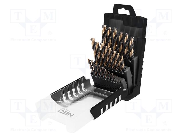 Drill set; for metal; plastic cassette; Pro-Tec; 25pcs.