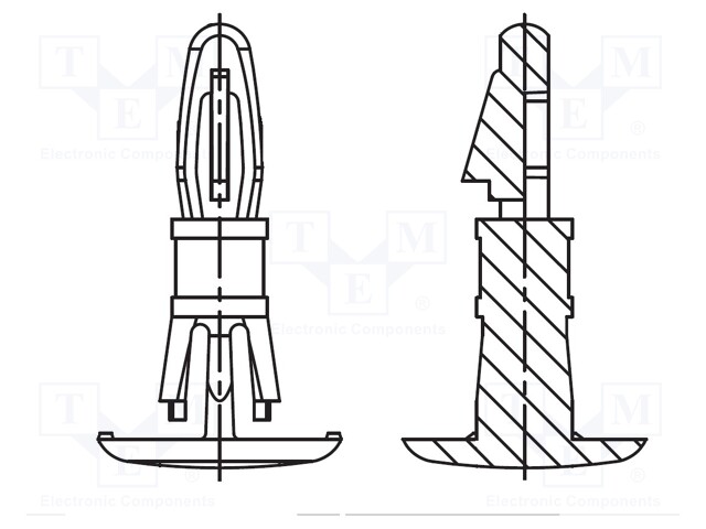 Assembly stud; polyamide 66; L: 9.5mm; latch/latch; Colour: black