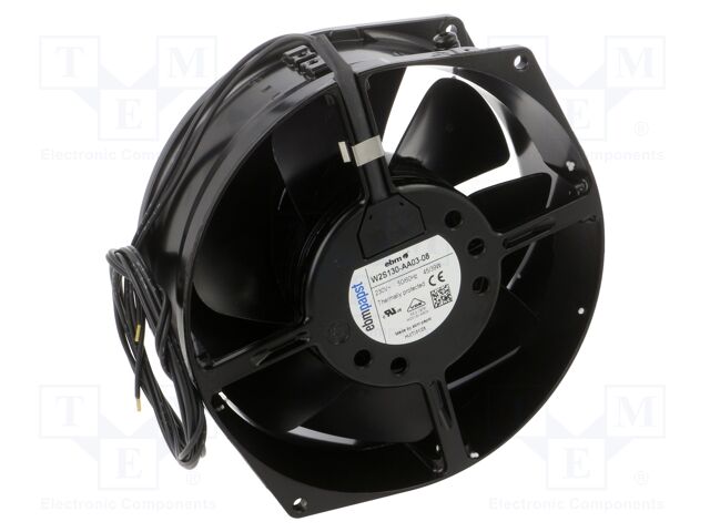 Fan: AC; axial; 230VAC; Ø172x55mm; ball; 2800rpm; IP20; Len: 1m; 20AWG