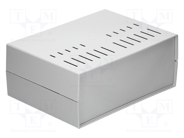 Enclosure: with panel; vented; X: 294mm; Y: 217mm; Z: 120mm; grey