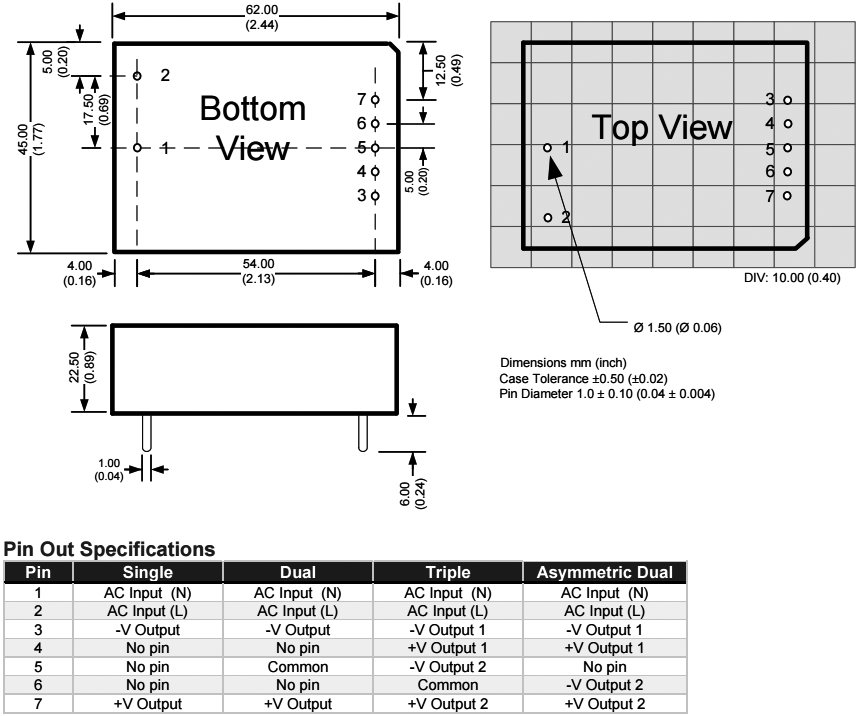 Converter: AC/DC; 15W; Uout: 5VDC; Iout: 1.8A; 78%; Mounting: PCB