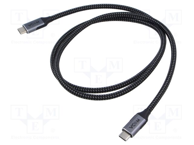 Cable; USB 3.2; USB C plug,both sides; 1m; black; 20Gbps; textile