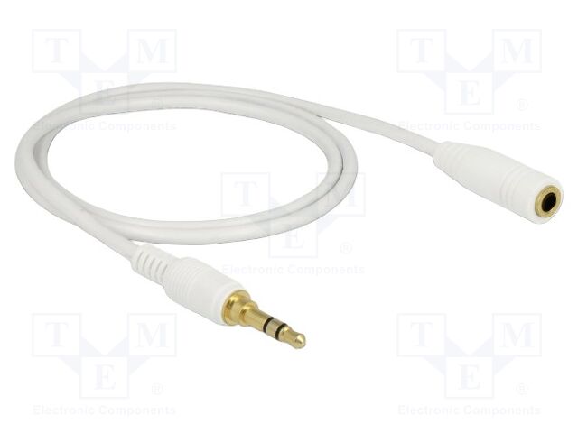 Cable; Jack 3.5mm 3pin socket,Jack 3.5mm 3pin plug; 1m; white
