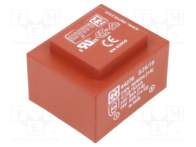 Transformer: encapsulated; 10VA; 230VAC; 24V; 24V; 208mA; 208mA