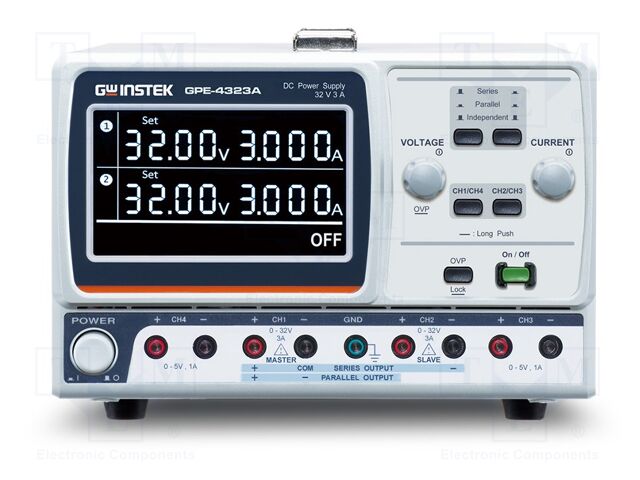 Power supply: laboratory; linear,multi-channel; 0÷32VDC; 0÷3A