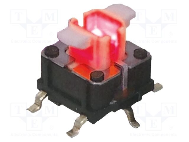 Microswitch TACT; SPST-NO; Pos: 2; 0.05A/12VDC; SMT; LED; red; 1.57N