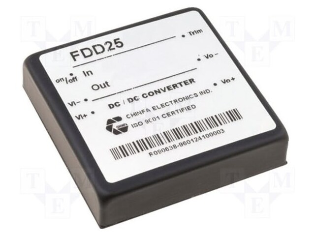 Converter: DC/DC; 25W; Uin: 9÷18V; 15VDC; Iout: 1.7A; 70g