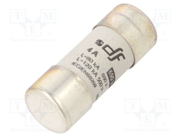 Fuse: fuse; gG; 4A; 690VAC; 440VDC; ceramic,cylindrical,industrial