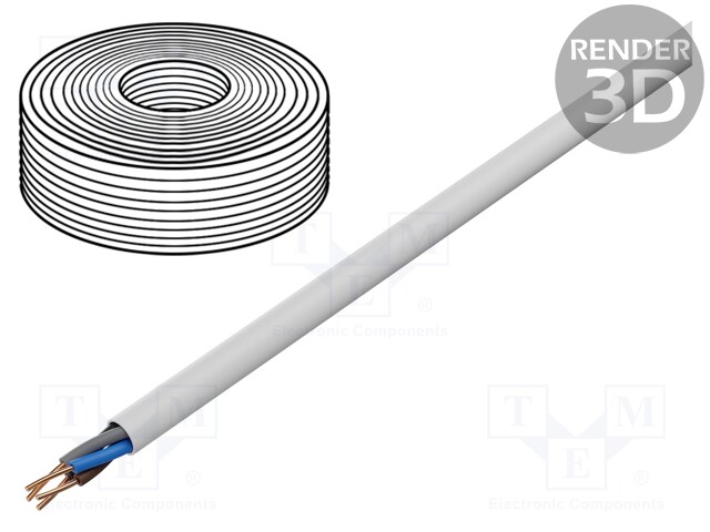 Wire; YDY; round; solid; Cu; 4x1,5mm2; PVC; white; 450/750V; 100m