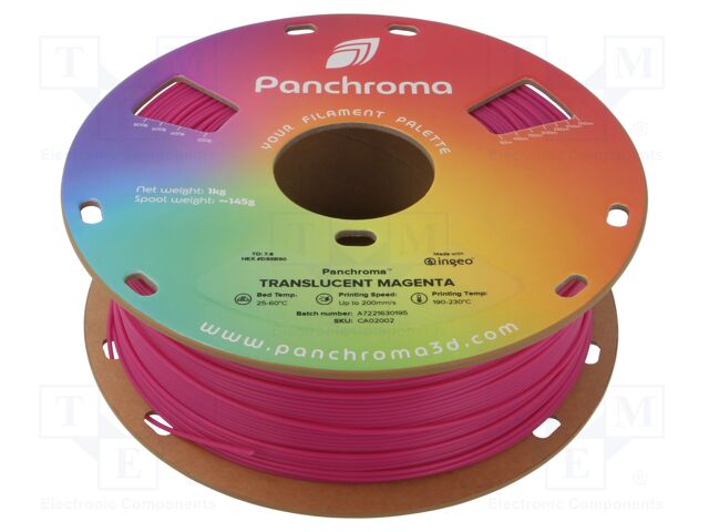Filament: PLA; 1.75mm; translucent magenta; 190÷230°C; 1kg