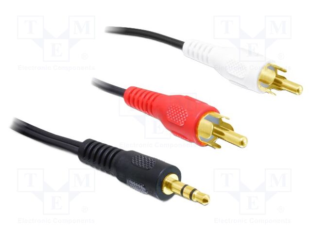 Cable; Jack 3.5mm 3pin plug,RCA plug x2; 3m; black