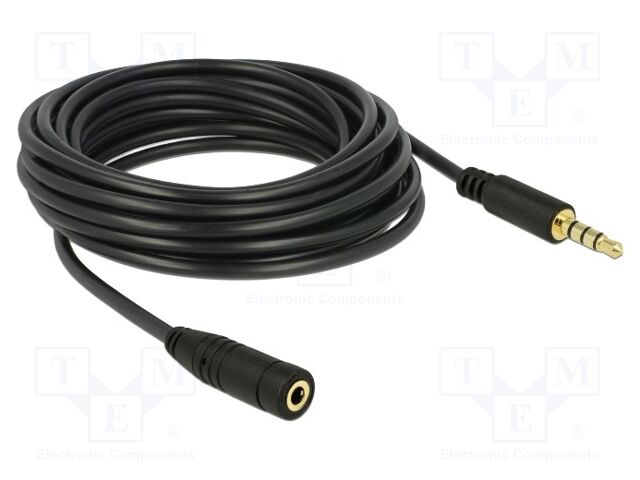 Cable; Jack 3.5mm 3pin socket,Jack 3,5mm 4pin plug; 5m; black
