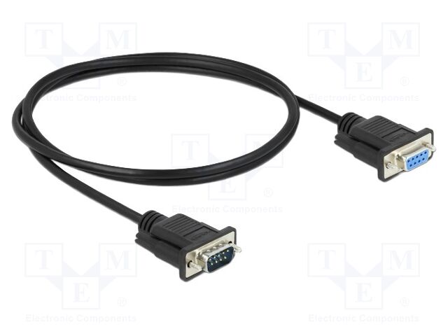 Cable; D-Sub 9pin socket,D-Sub 9pin plug; PVC; Len: 1m; black
