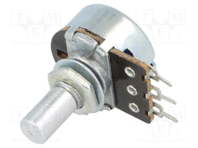 Potentiometer: shaft; single turn; 10kΩ; 100mW; ±20%; THT; 6mm