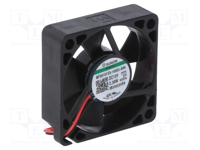 Fan: DC; axial; 12VDC; 35x35x10mm; 6.12m3/h; 12dBA; Vapo; 5000rpm