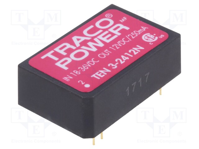 Converter: DC/DC; 3W; Uin: 18÷36V; 12VDC; Iout: 250mA; DIP24; 12.8g