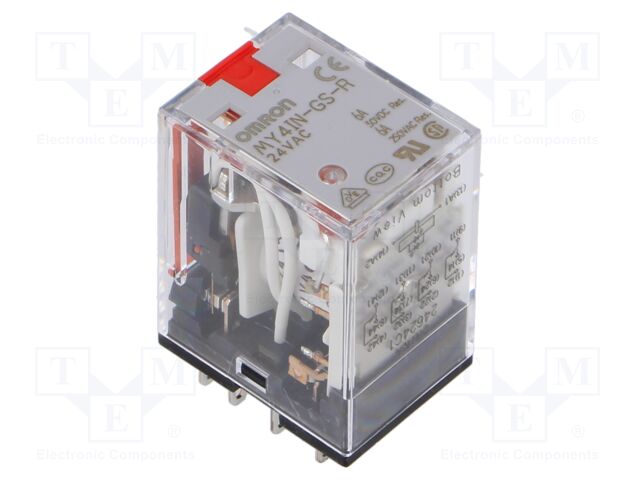 Relay: electromagnetic; 4PDT; Ucoil: 24VAC; Icontacts max: 6A; MY4