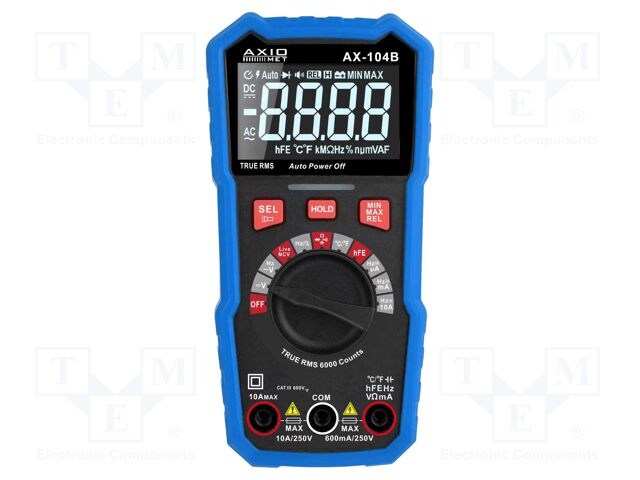 Digital multimeter; LCD; (6000); VDC: 600mV,6V,60V,600V; 100mF
