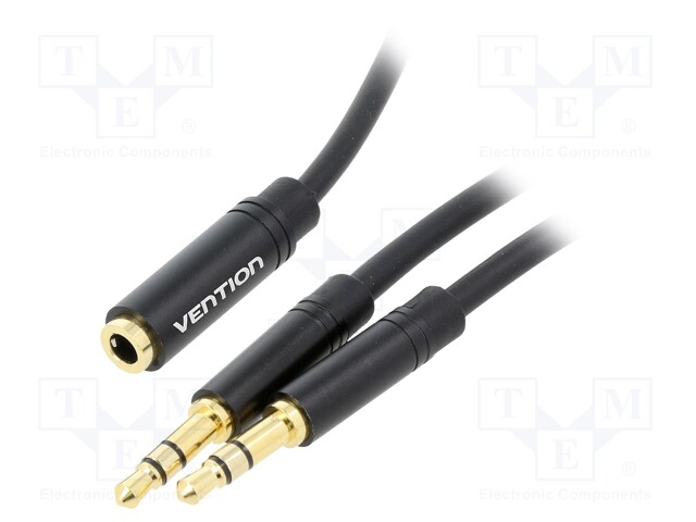 Cable; Jack 3.5mm 3pin socket,Jack 3.5mm 3pin plug x2; 0.6m