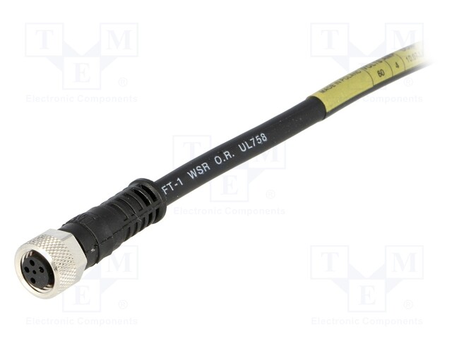 Connector: M8; female; PIN: 4; straight; with lead; plug; 3A; 30V